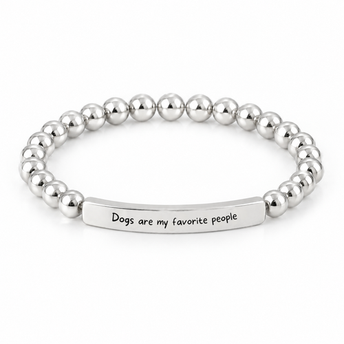 「Dogs Are My Favorite People」メッセージブレスレット（シルバー）