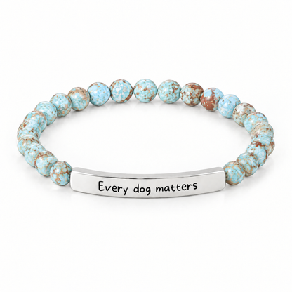「Every Dog Matters」メッセージブレスレット（ラグーン）