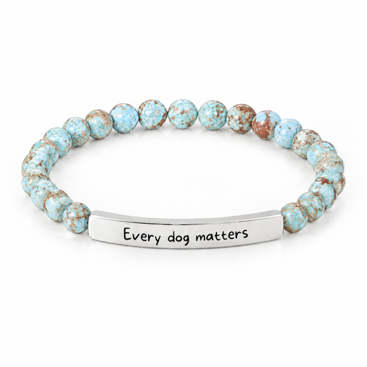 「Every Dog Matters」メッセージブレスレット（ラグーン）
