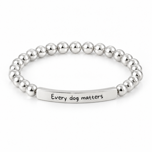 「Every Dog Matters」メッセージブレスレット（シルバー）